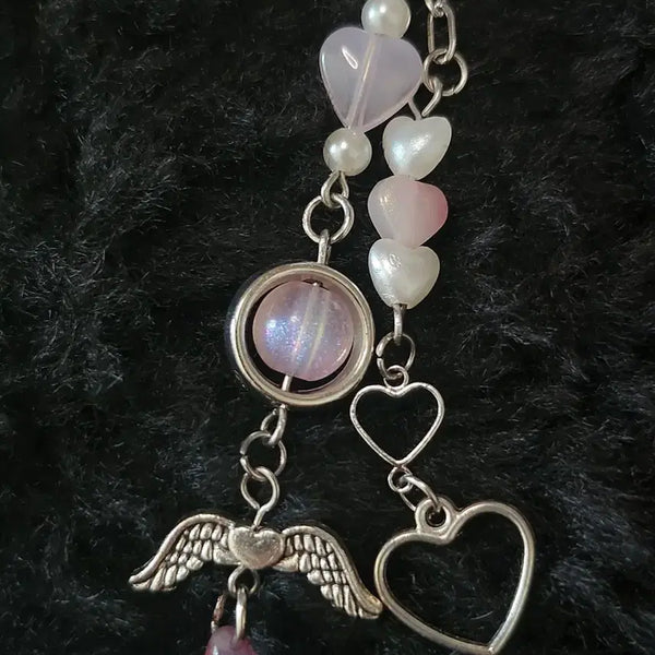 [BUNJANG] Pink Heart Bead Keychain / 핑크 하트 비즈 키링