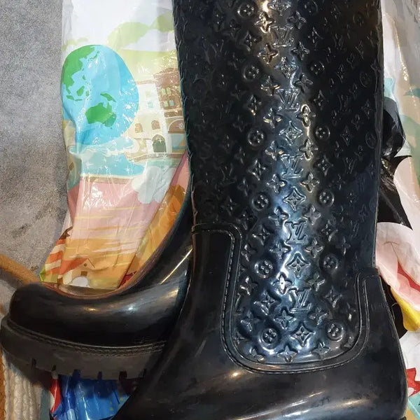 [BUNJANG] Louis Vuitton Monogram Rain Boots Black Size 37 / 루이비통 모노그램 레인부츠 블랙37
