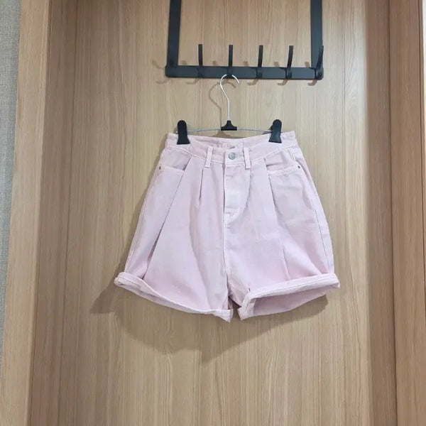 [BUNJANG] Pink Rolled Hem Shorts / 핑크 롤업 반바지(새옷)