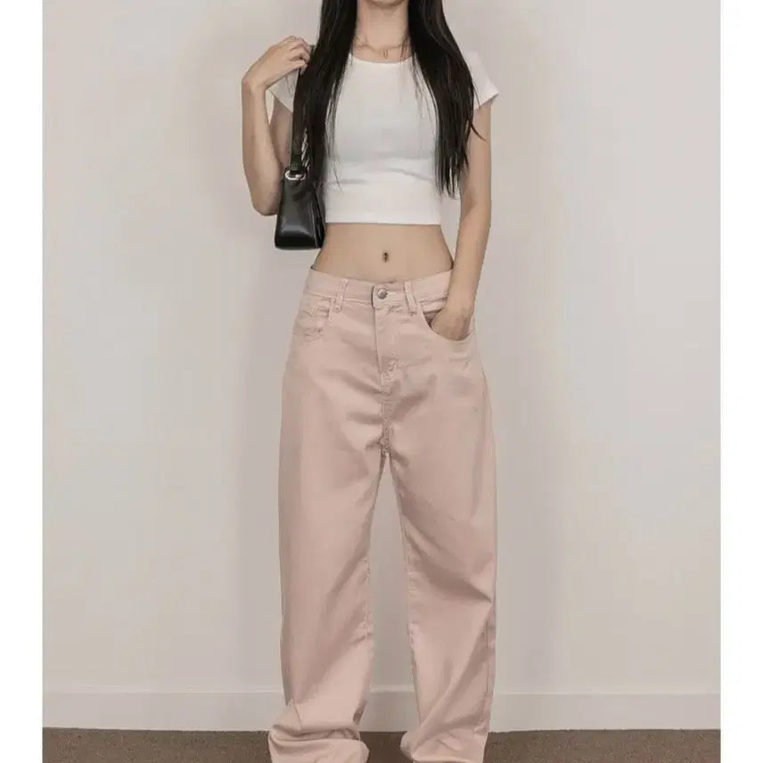 [BUNJANG] Ice Wide Denim Pants (Pink) / 아이스와이드데님팬츠(세탁만)