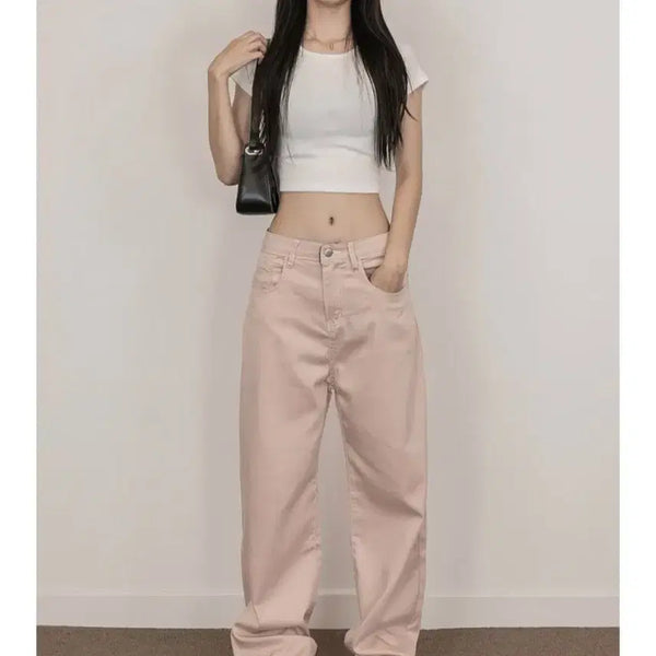 [BUNJANG] Ice Wide Denim Pants (Pink) / 아이스와이드데님팬츠(세탁만)