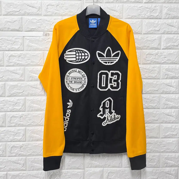 [BUNJANG] Adidas Multi Patch Logo Varsity Stadium Jacket / S-M 아디다스 멀티 패치 로고 바시티 스타디움 자켓 E874