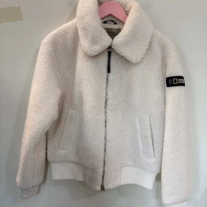 [BUNJANG] National Geographic White Fleece Jacket / 내셔널지오그래픽 플리스 자켓 화이트