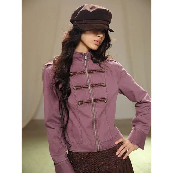 [BUNJANG] LVETONG Retro Purple Heavy Washed Slim Napoleon Jacket / LVETONG 레트로 퍼플 헤비워싱 슬림 나폴레옹 자켓