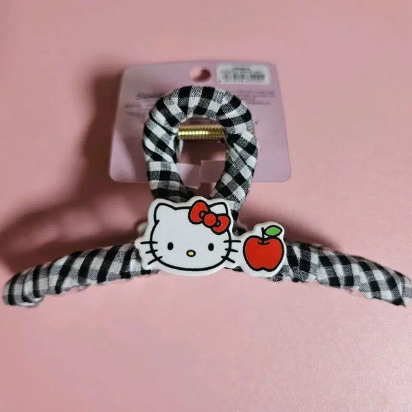 [BUNJANG] Hello Kitty Checkered Hair Claw Clip / 키티 체크 헤어 집게핀