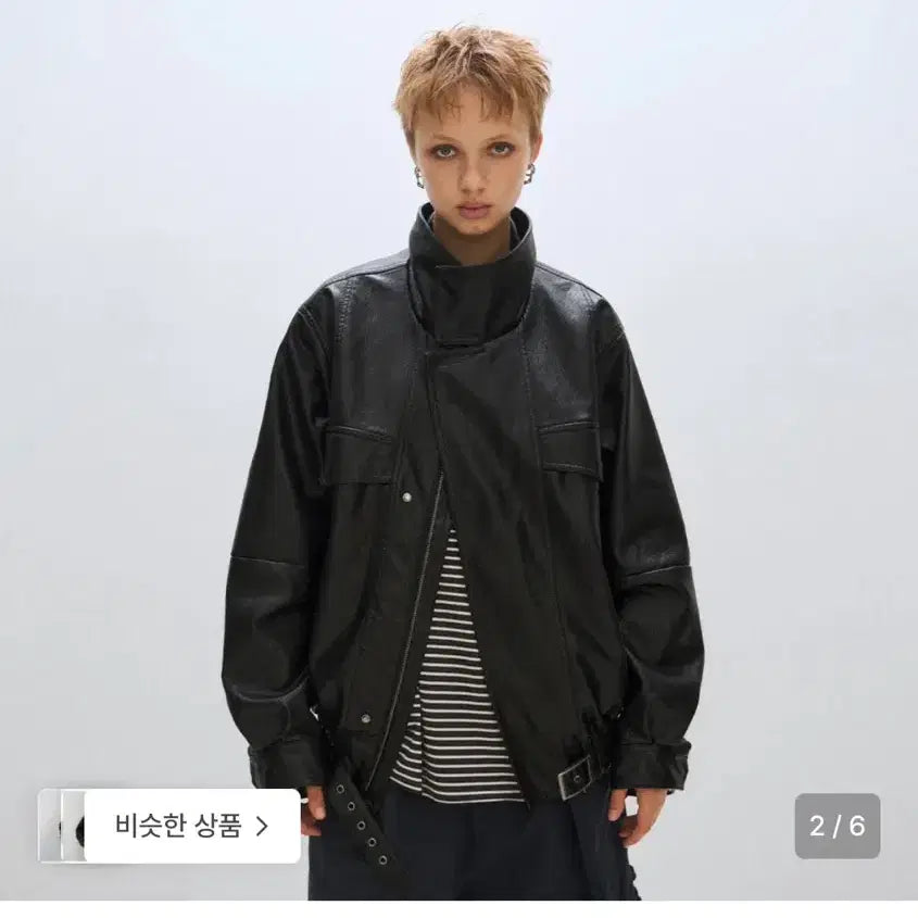 [BUNJANG] Please Project Vegan Leather Flight Jacket / 플리즈프로젝트 비건 레더 플라이트 자켓