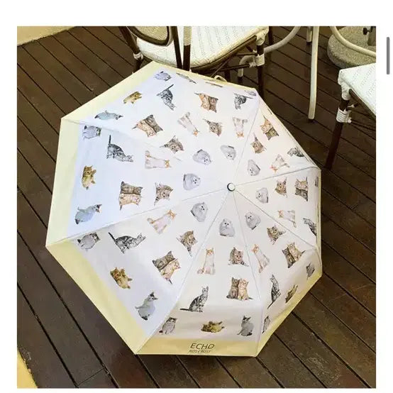 [BUNJANG] Dederite Cat 3-Section Automatic Umbrella / 데데리트 고양이 3단 자동 양우산