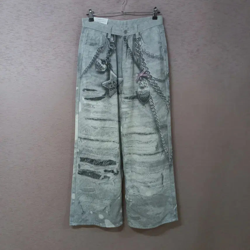[BUNJANG] DandyHara Gray Print Wide Pants / B9-1/그레이 프린트 와이드 팬츠 새제품