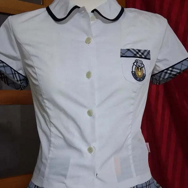 [BUNJANG] School Uniform Color Block Collar Blouse / 교복 배색 카라 블라우스