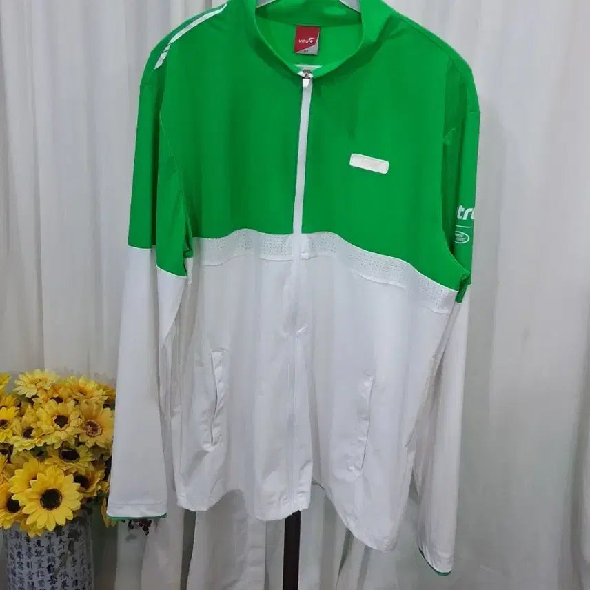 [BUNJANG] VITRO Color Block Windbreaker Zip-Up Jacket / 스우쉬 바람막이 점퍼 그린 화이트