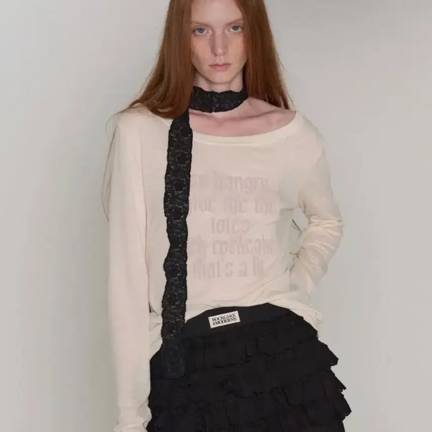 [BUNJANG] Roccoco Punk Mesh Top Long Sleeve Cream / 락케이크 펑크 매쉬 탑 롱슬리브 크림