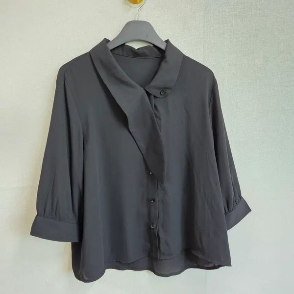 [BUNJANG] Women's 7/10 Sleeve Blouse Black / 여성 블랙 7부 소매 블라우스 99 JJ3750