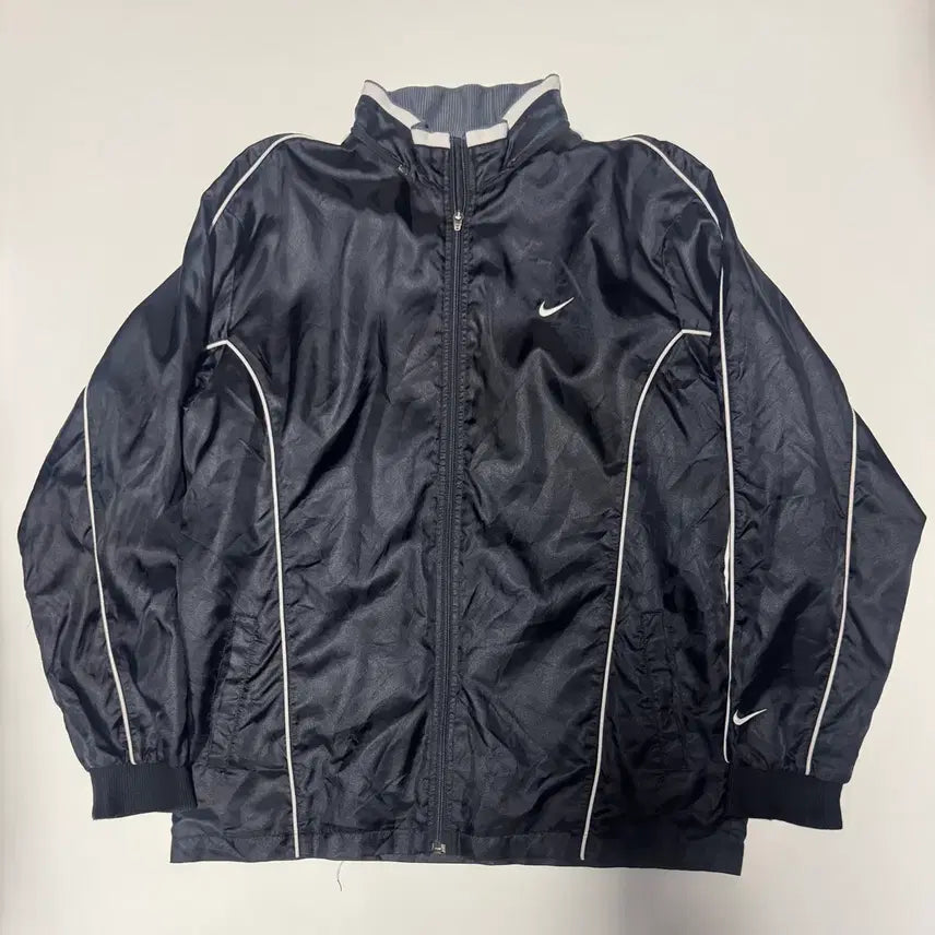 [BUNJANG] Nike Old School Piping Windbreaker Jacket L Black / 희귀!! 일본 제펜 나이키 올드스쿨 파이핑 바람막이 자켓 L 블랙
