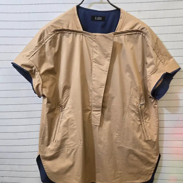 [BUNJANG] TIME Postmodern Beige Short-Sleeve Jacket / 타임 포스트모던 베이지 반팔 자켓
