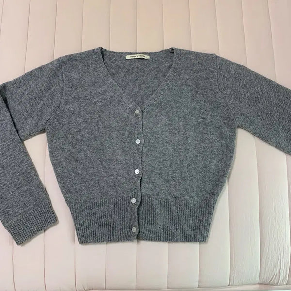 [BUNJANG] V-Neck Cardigan Grey One Size / V넥 가디건