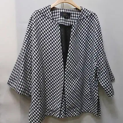 [BUNJANG] THE IZZAT Checked Pattern Lapel-less Jacket / THE IZZAT 체크 패턴 자켓 55-66