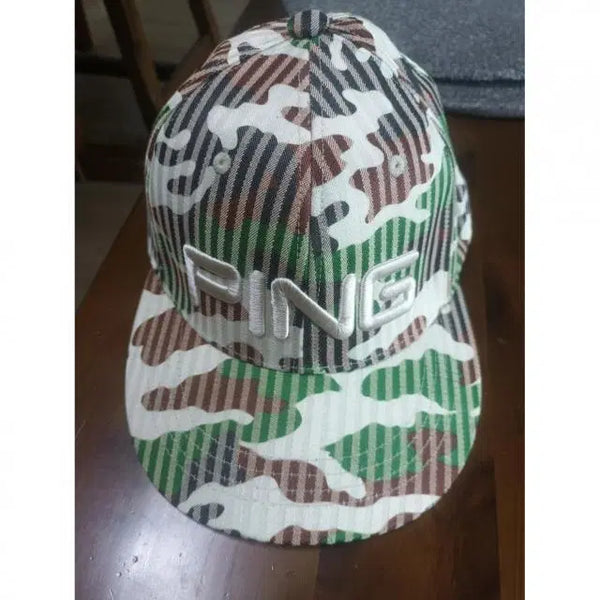 [BUNJANG] PING Striped Green Camo Ball Cap Golf Hat / 핑 스트라이프 그린카모 볼캡 골프모자