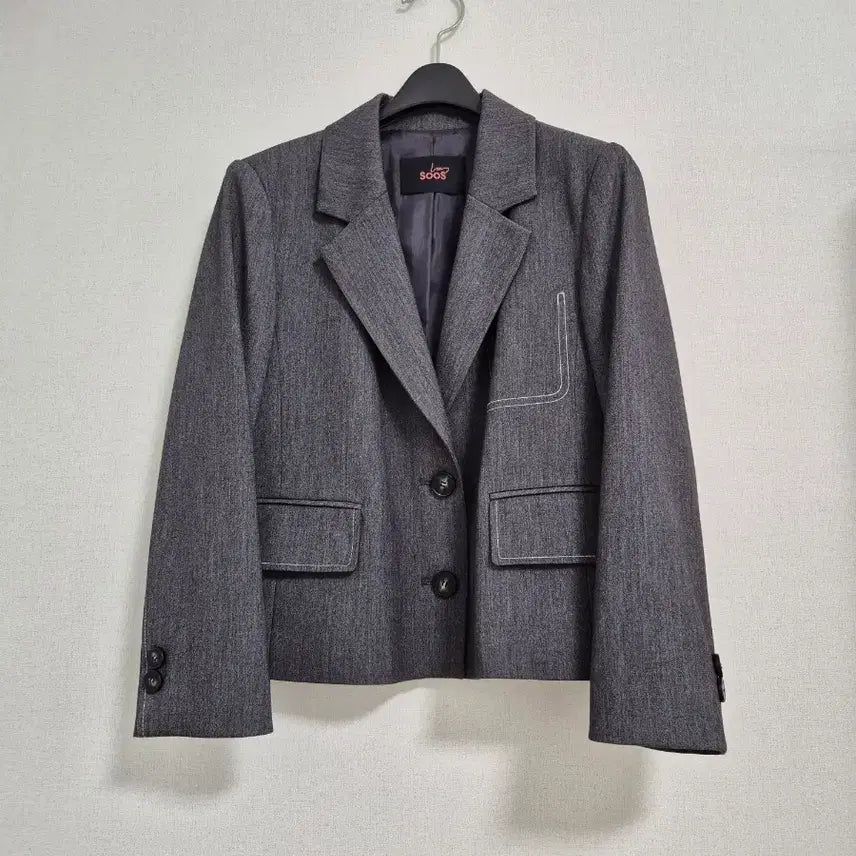 [BUNJANG] Soos Women's Cropped Jacket Gray Size 55 / Soos 여성 재킷 그레이