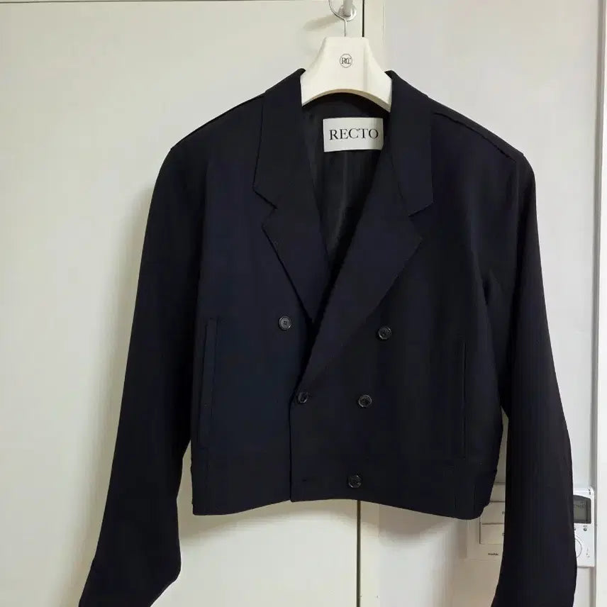 [BUNJANG] Recto 26SS Double Breasted Short Jumper Dark Navy / [M] 렉토 26SS 더블 브레스티드 숏 점퍼 다크 네이비
