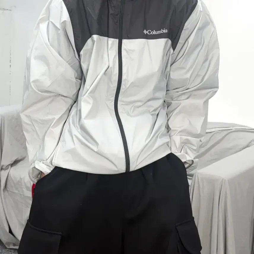 [BUNJANG] Columbia Deep Brown Color Block Windbreaker Jacket / 컬럼비아 딥 브라운 배색 바람막이 M