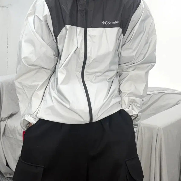 [BUNJANG] Columbia Deep Brown Color Block Windbreaker Jacket / 컬럼비아 딥 브라운 배색 바람막이 M