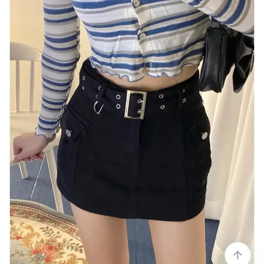 [BUNJANG] Cargo Belt Mini Skirt Black / 카고 벨트 미니 스커트 블랙