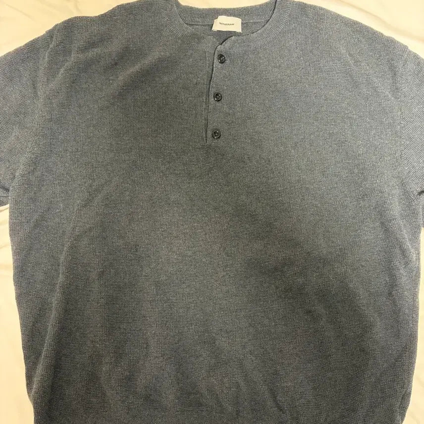[BUNJANG] Indirock Half Henley Knit Carbon Grey / 3) 인더로우 하프 헨리넥 니트 카본 그레이