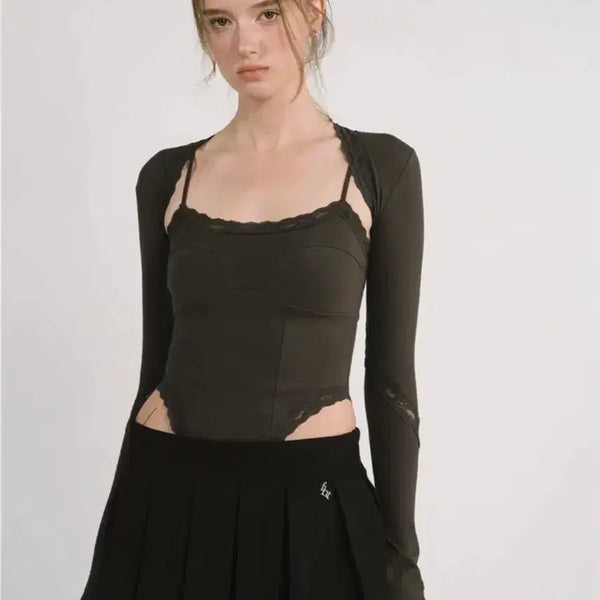 [BUNJANG] 3 Times Evelyn Lace Top Brown / 쓰리타임즈 Evelyn lace top 에블린 레이스탑 브라운