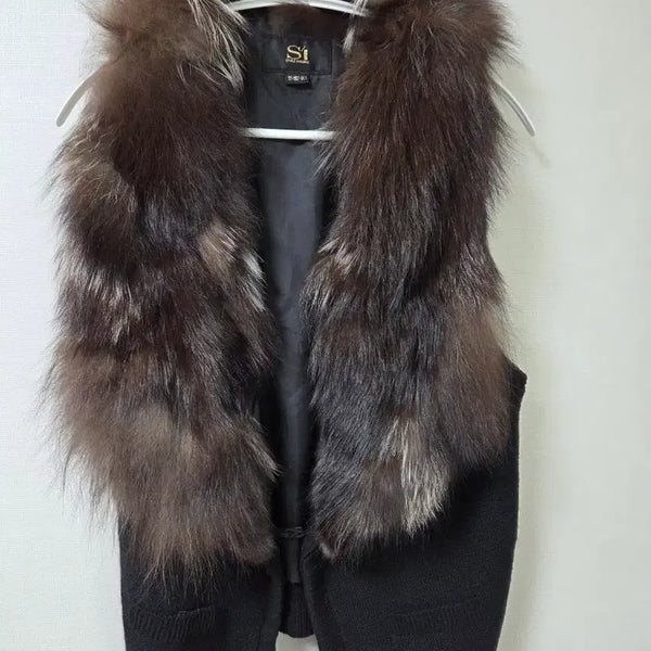 [BUNJANG] S1 Fox Fur Vest Black / S1 폭스 퍼 베스트 블랙. 77
