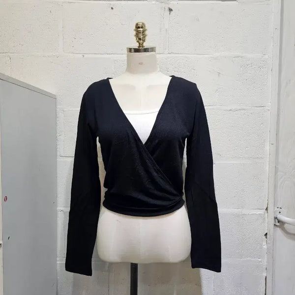 [BUNJANG] Rap Style Cropped Long Sleeve - Black / 랩스타일 반크롭 가벼운 긴팔- 블랙