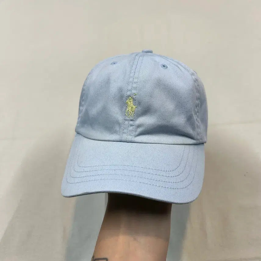 [BUNJANG] Polo Ralph Lauren Sky Blue Leather Strap Baseball Cap / 폴로 랄프로렌 하늘색 볼캡 모자 가죽스트랩 정품 C31