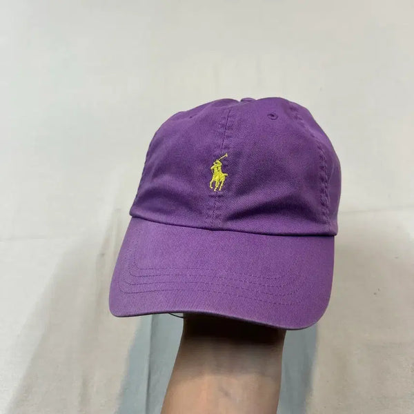 [BUNJANG] Polo Ralph Lauren Purple Leather Strap Baseball Cap / 폴로 랄프로렌 퍼플 보라 볼캡 모자 가죽스트랩 정품 C32