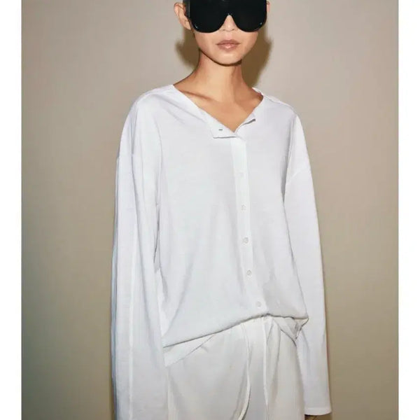 [BUNJANG] Zara Button T-Shirt - White / 자라 버튼 티셔츠 - 화이트