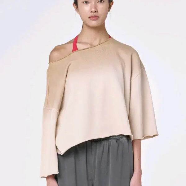 [BUNJANG] Oziz Half Sleeve Easy Cover-up Beige Mix / 오즈이즈 하프 슬리브 이지 커버업 - 베이지 믹스