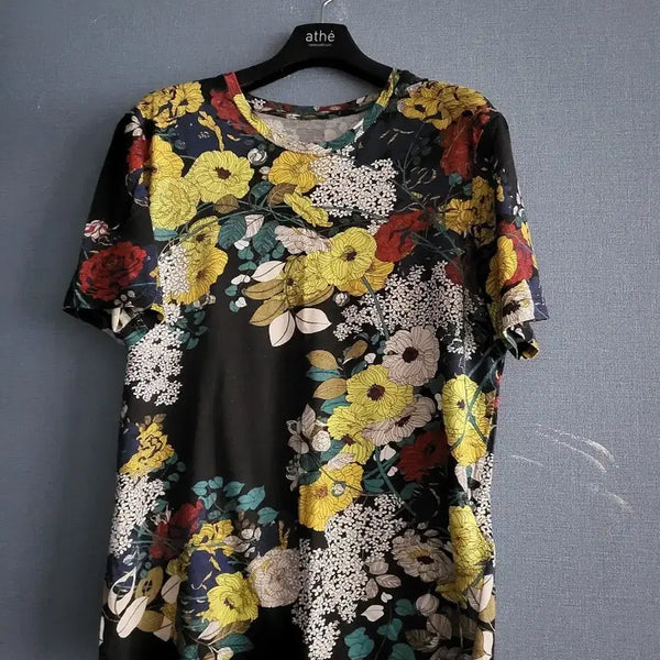 [BUNJANG] Sandro Flower Pattern Short Sleeve T-Shirt / 산드로 플라워 패턴 반팔 티셔츠