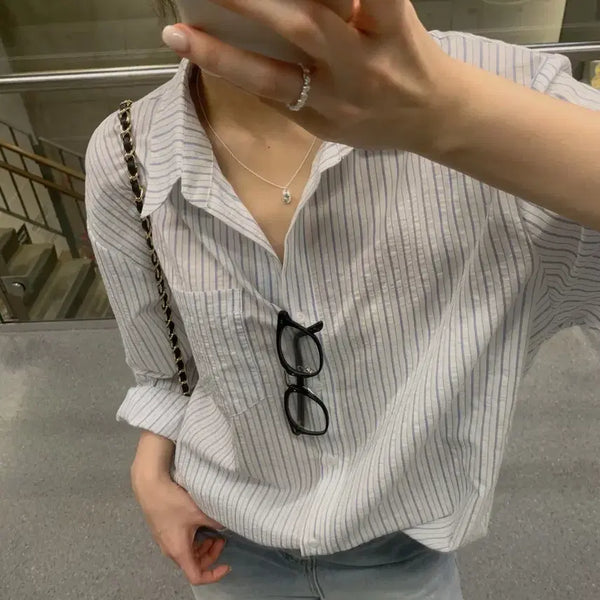 [BUNJANG] Stripe Shirt / 도매택 스트라이프 셔츠
