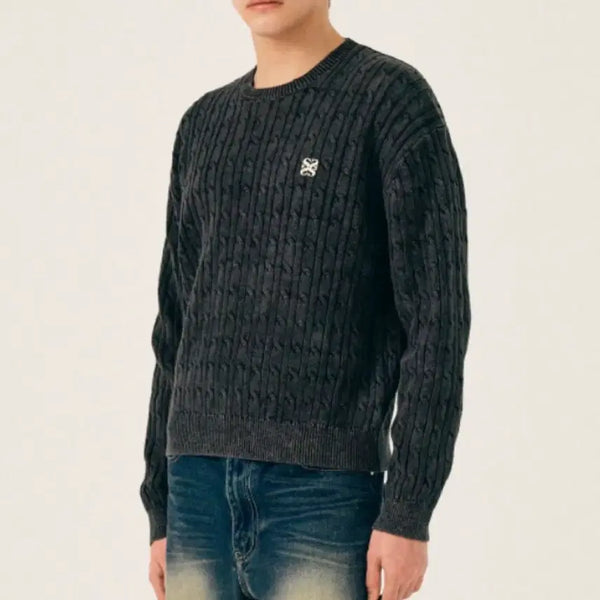 [BUNJANG] Setter Classic Dyed Cable Knit Night Black L / [L]세터 클래식다이드 케이블니트 나이트블랙