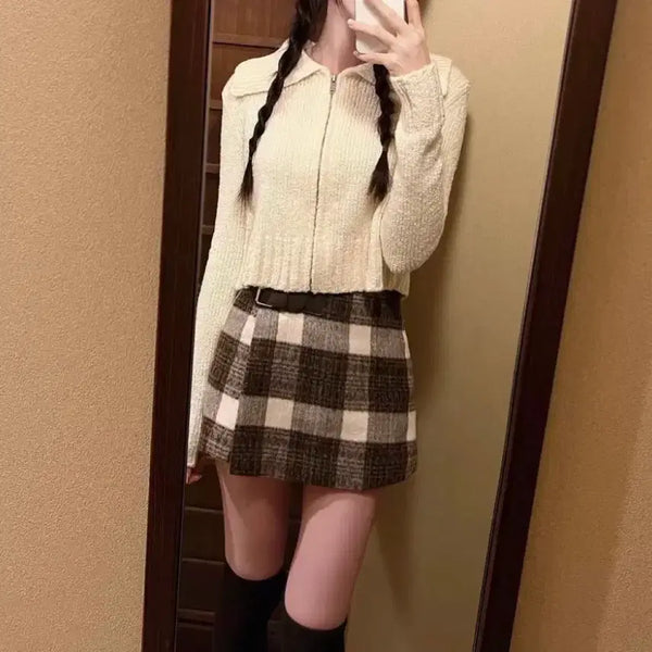 [BUNJANG] Labelle Blanc Check Blend Skirt / 라벨르블랑 체크 블렌즈 스커트 s