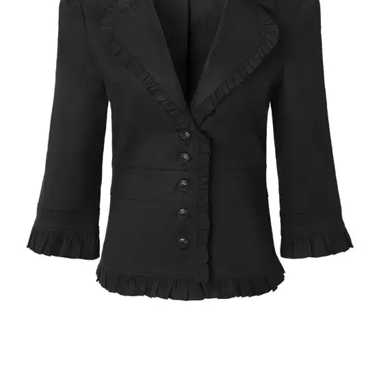 [BUNJANG] 3Times Frill Button Jacket Black / 쓰리타임즈 프릴 버튼 자켓 M 블랙 Button frill jacket