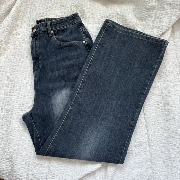 [BUNJANG] Medium Wash Wide Leg Denim Pants (L) / 중청 워싱 와이드 데님팬츠 L사이즈