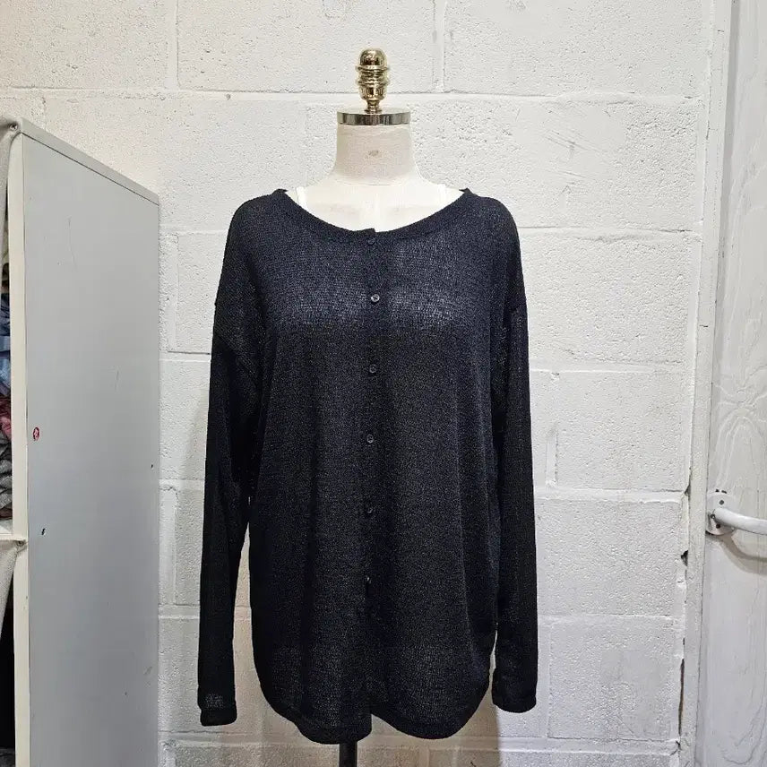 [BUNJANG] Long Sleeve Button Cardigan - Black / 스판 좋은 루즈핏 단추 가디건 긴팔- 블랙
