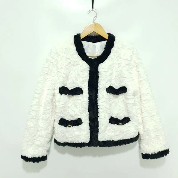 [BUNJANG] Colorblock Open Fur Jacket / 배색 오픈 퍼 자켓 M_W0569