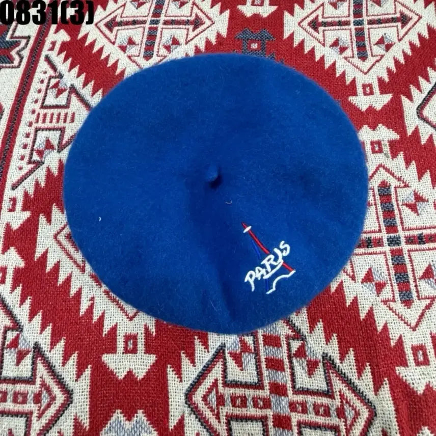 [BUNJANG] Blue Beret with Paris Embroidery / 블루 베레모 파리 자수 9/1