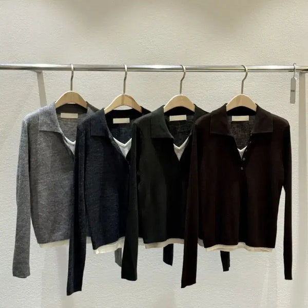 [BUNJANG] Double Collar Knit / 이중카라니트