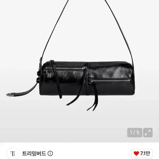 [BUNJANG] Trimingbird Stepped Zipper Shoulder Bag Black / 트리밍버드 Stepped Zipper Shoulder Bag [ Black ]