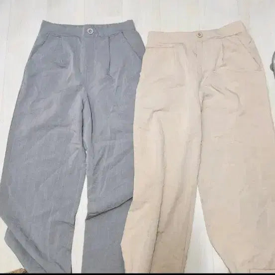 [BUNJANG] Women's Wide Leg Pants 2 Types (Beige, Gray) / 새상품) 여성 와이드 팬츠 2종 (베이지, 그레이)