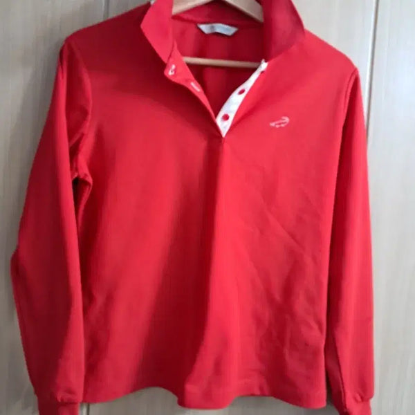 [BUNJANG] Crocodile Long-Sleeve Polo Shirt Red / 크로크다일 긴팔 카라티 레드