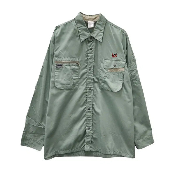 [BUNJANG] Vintage Sage Green Utility Work Shirt / 빈티지 세이지그린 유틸리티 워크 셔츠 F