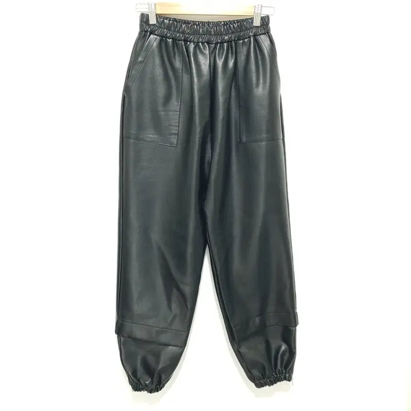 [BUNJANG] Women's Leather Banding Jogger Pants / 여성 레더 밴딩 조거 팬츠 F_W0572