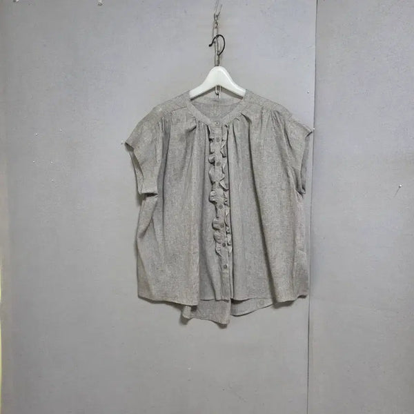 [BUNJANG] Ashley Shop Linen Blouse / 작은프릴 풍성한 린넨 블라우스 FF   n9115